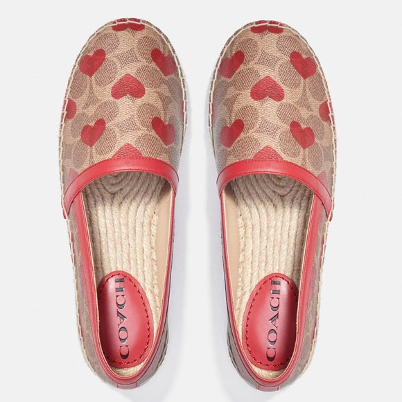 ❤️ Coach Collins Espadrille Shoes Heart Print Electric Red 6 6.5 7 🌺 - Picture 1 of 10